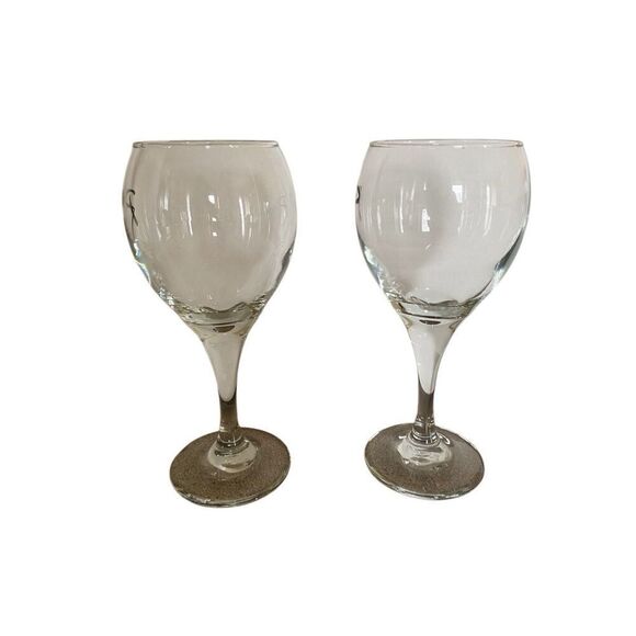 Lot of 2 R Initial Etched Wine Glasses Clear Glass Kitchenware Kitchen Dining We - Picture 3 of 8